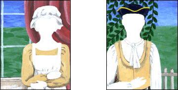 girl and boy in colonial dress, with faces and details omitted